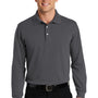 Port Authority Mens Rapid Dry Moisture Wicking Long Sleeve Polo Shirt - Charcoal Grey
