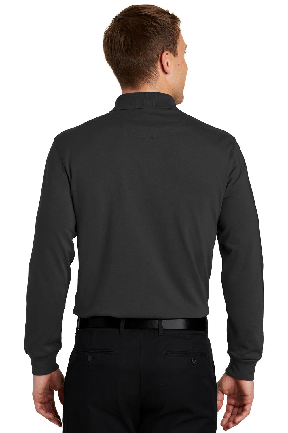 Port Authority K455LS Mens Rapid Dry Moisture Wicking Long Sleeve Polo Shirt Black Back