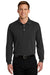 Port Authority K455LS Mens Rapid Dry Moisture Wicking Long Sleeve Polo Shirt Black Front