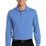 Port Authority Mens Rapid Dry Moisture Wicking Long Sleeve Polo Shirt - Riviera Blue - Closeout
