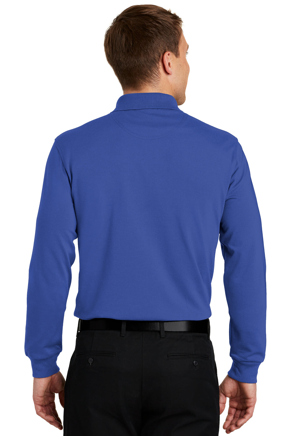 Port Authority K455LS Mens Rapid Dry Moisture Wicking Long Sleeve Polo Shirt Royal Blue Back