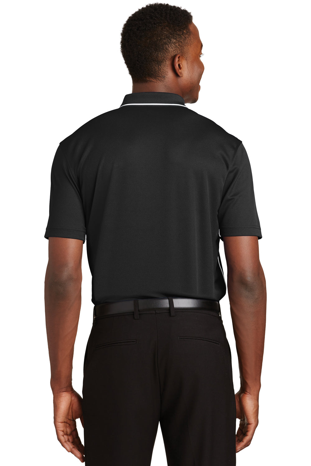 Sport-Tek K467 Mens Dri-Mesh Moisture Wicking Short Sleeve Polo Shirt Black Back