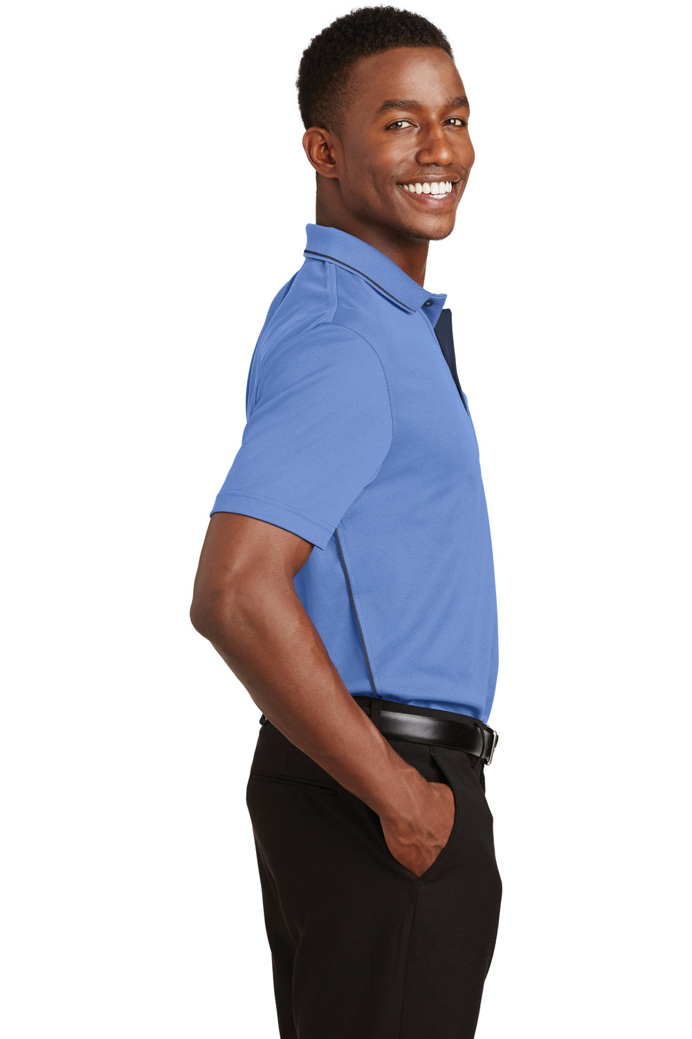 Sport-Tek K467 Mens Dri-Mesh Moisture Wicking Short Sleeve Polo Shirt Blueberry Side