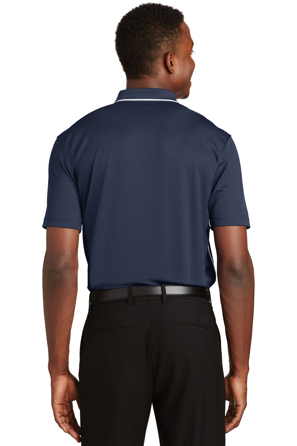 Sport-Tek K467 Mens Dri-Mesh Moisture Wicking Short Sleeve Polo Shirt Navy Blue Back