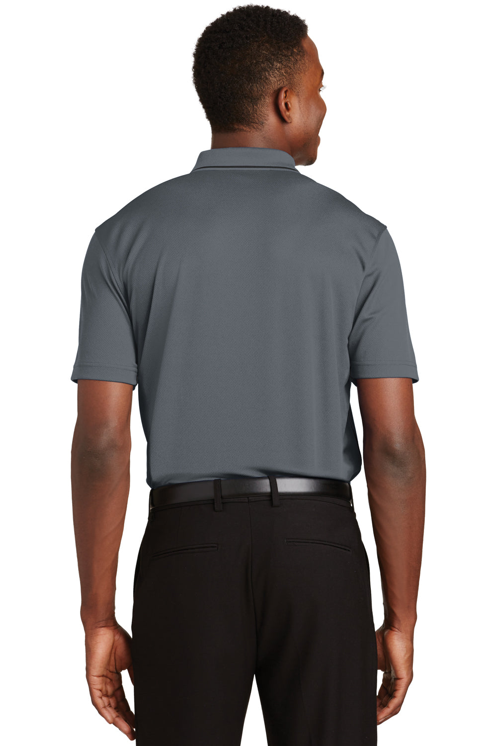 Sport-Tek K467 Mens Dri-Mesh Moisture Wicking Short Sleeve Polo Shirt Steel Grey Back