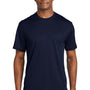 Sport-Tek Mens Dri-Mesh Moisture Wicking Short Sleeve Crewneck T-Shirt - Navy Blue - Closeout