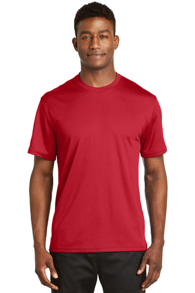 Sport-Tek K468 Mens Dri-Mesh Moisture Wicking Short Sleeve Crewneck T-Shirt Red Front