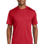 Sport-Tek Mens Dri-Mesh Moisture Wicking Short Sleeve Crewneck T-Shirt - Red - Closeout