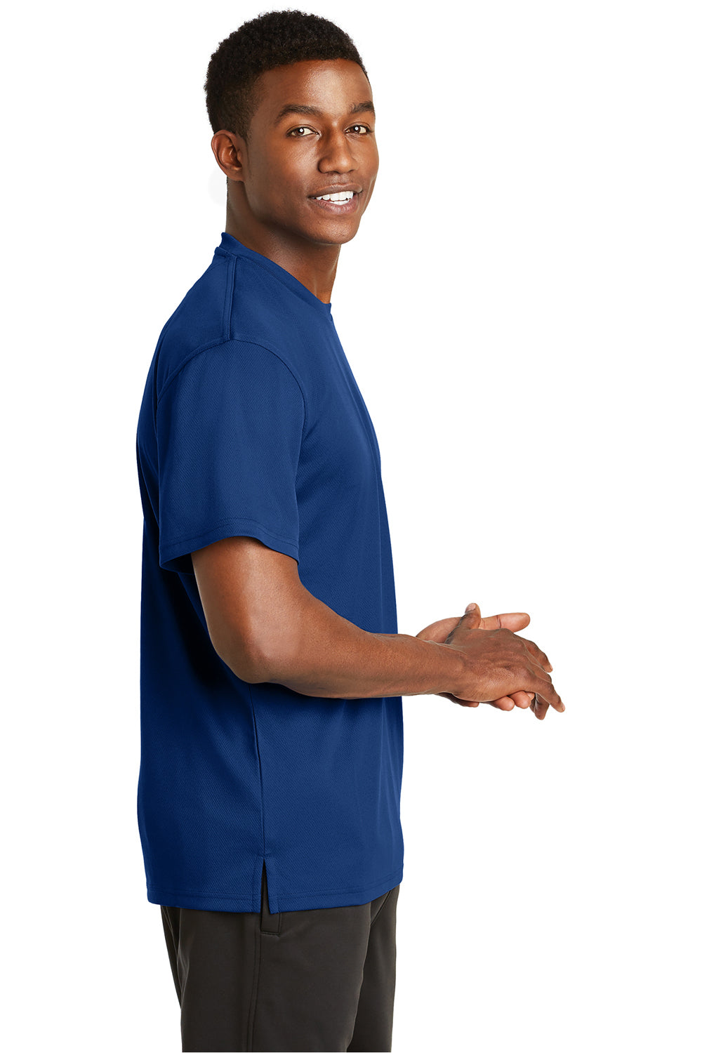 Sport-Tek K468 Mens Dri-Mesh Moisture Wicking Short Sleeve Crewneck T-Shirt Royal Blue Side