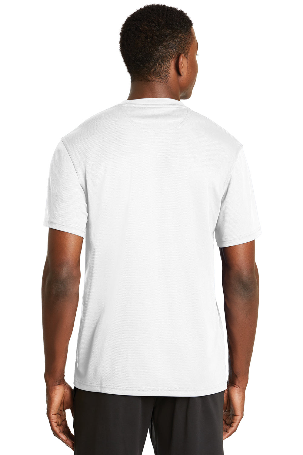 Sport-Tek K468 Mens Dri-Mesh Moisture Wicking Short Sleeve Crewneck T-Shirt White Back