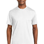 Sport-Tek Mens Dri-Mesh Moisture Wicking Short Sleeve Crewneck T-Shirt - White - Closeout