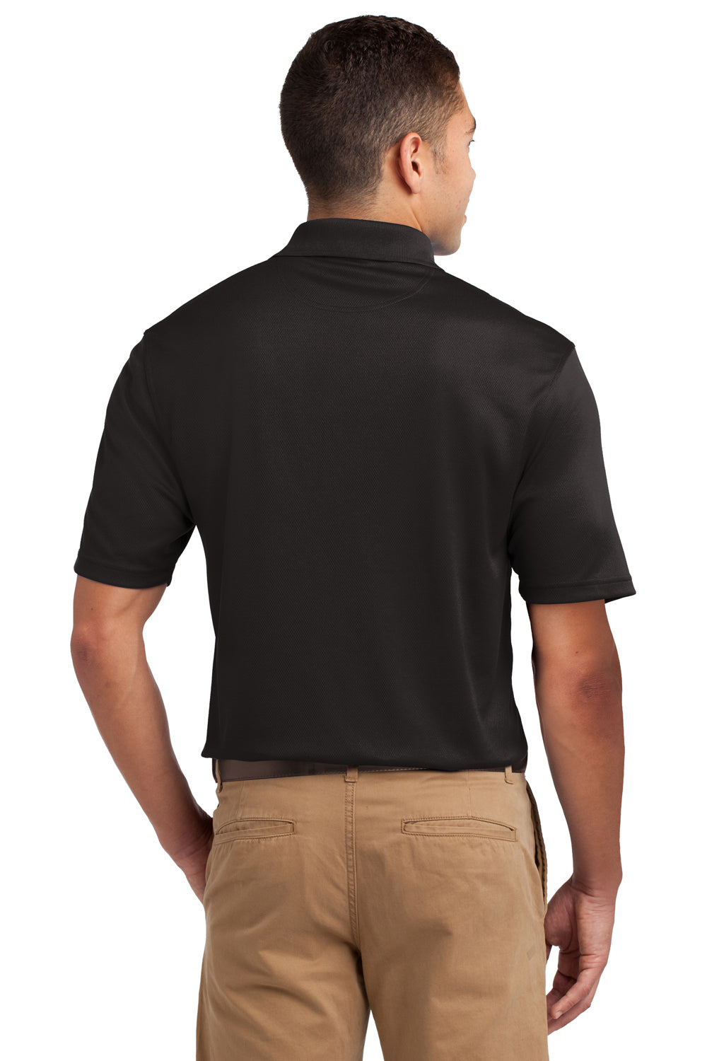 Sport-Tek K469 Mens Dri-Mesh Moisture Wicking Short Sleeve Polo Shirt Black Back