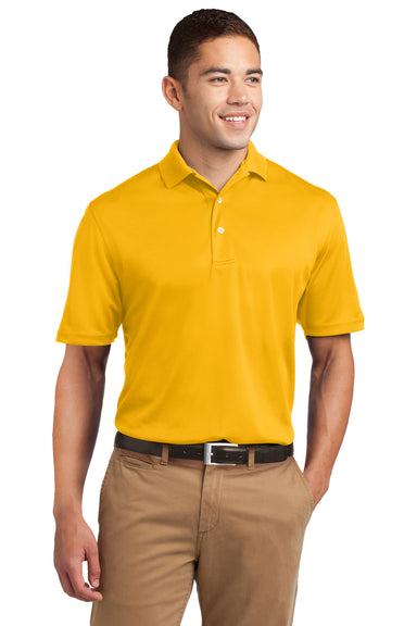 Sport-Tek K469 Mens Dri-Mesh Moisture Wicking Short Sleeve Polo Shirt Gold Front