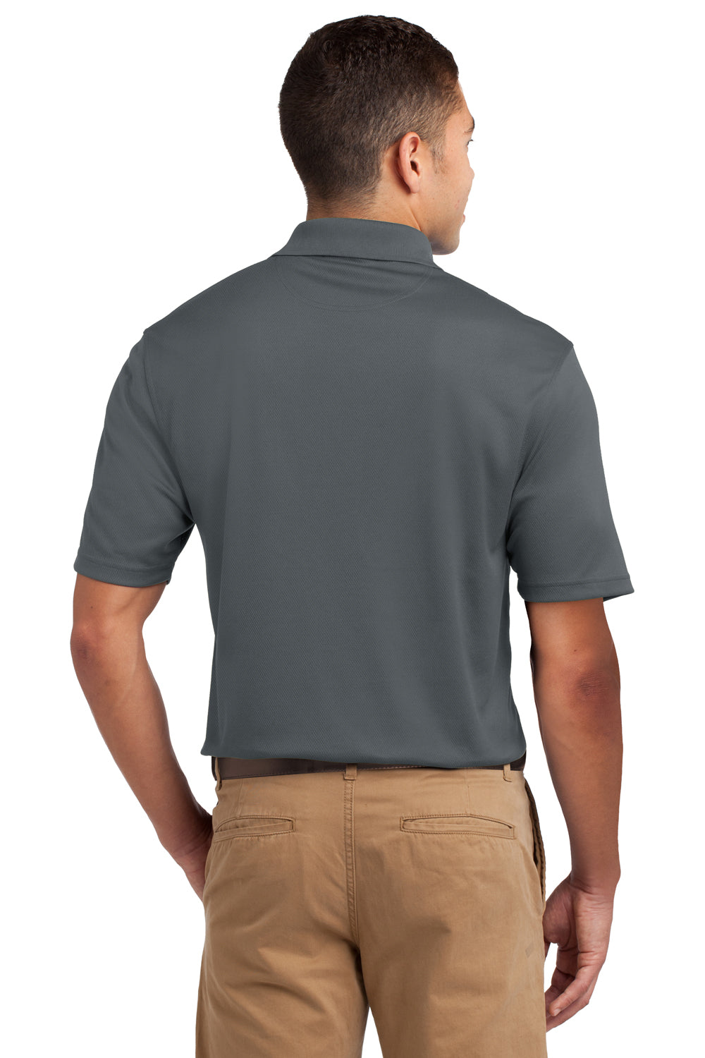 Sport-Tek K469 Mens Dri-Mesh Moisture Wicking Short Sleeve Polo Shirt Steel Grey Back