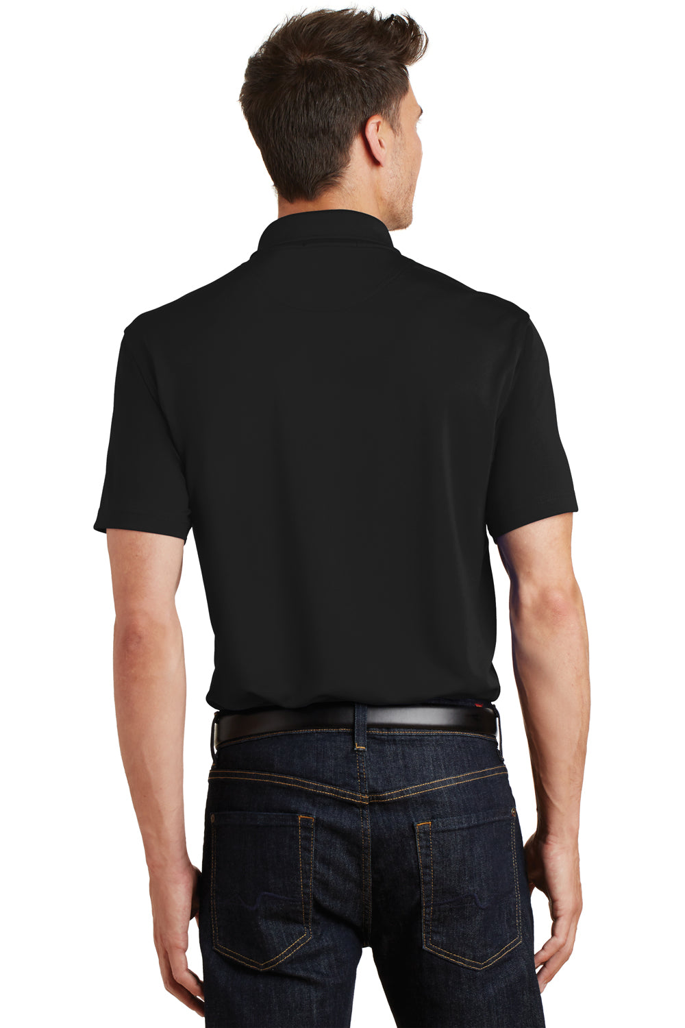 Port Authority K497 Mens Moisture Wicking Short Sleeve Polo Shirt Black Back