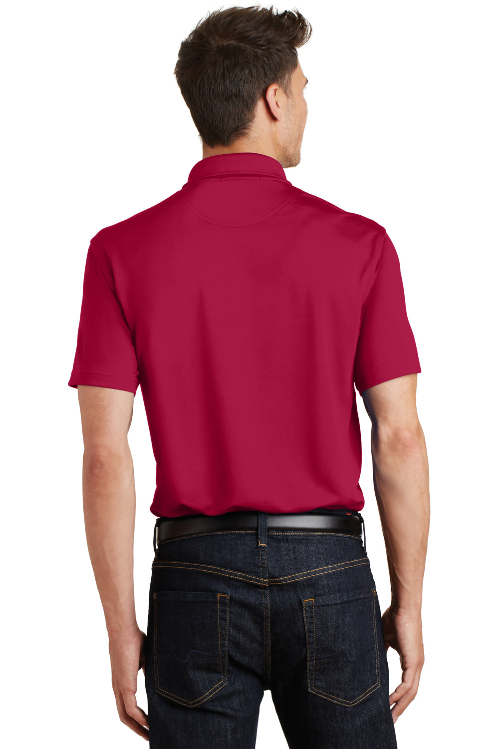 Port Authority K497 Mens Moisture Wicking Short Sleeve Polo Shirt Red Back