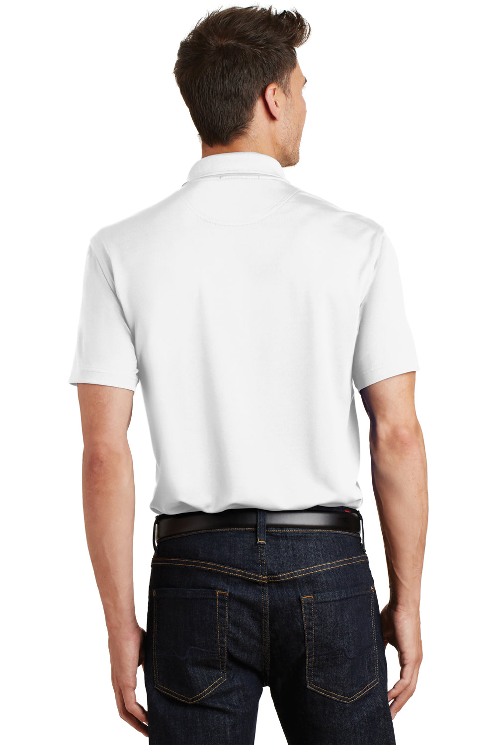Port Authority K497 Mens Moisture Wicking Short Sleeve Polo Shirt White Back