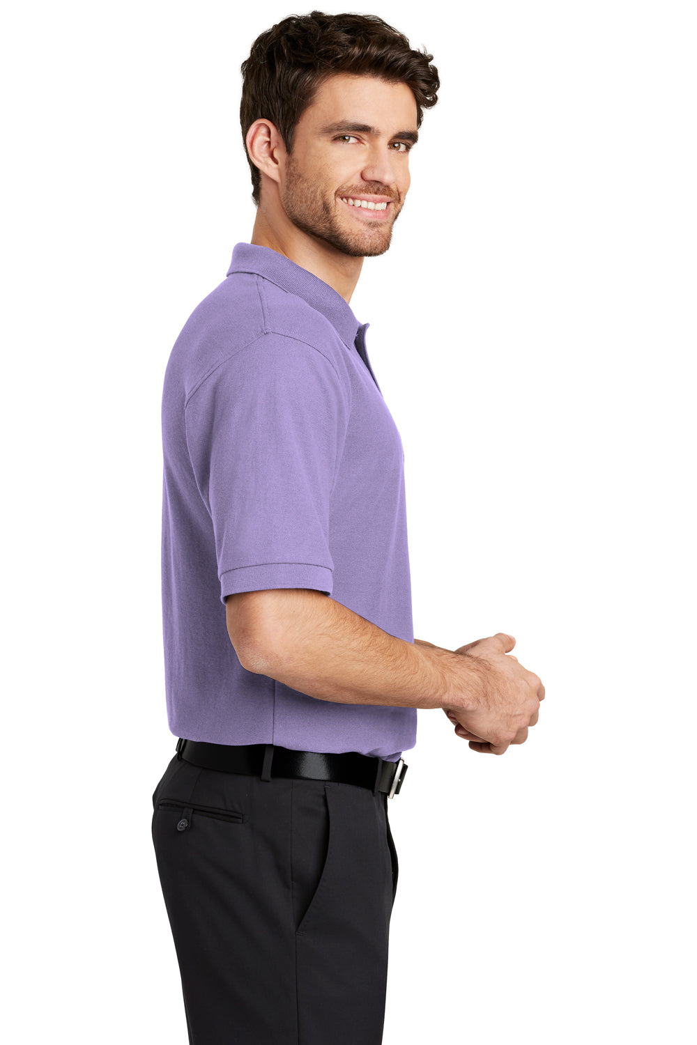Port Authority K500 Mens Silk Touch Wrinkle Resistant Short Sleeve Polo Shirt Lavender Purple Side