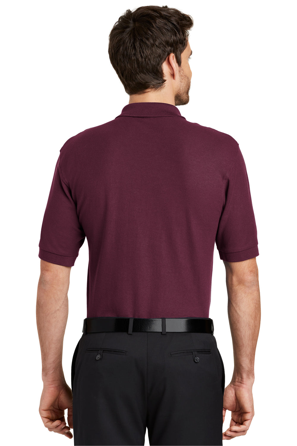 Port Authority K500 Mens Silk Touch Wrinkle Resistant Short Sleeve Polo Shirt Burgundy Back