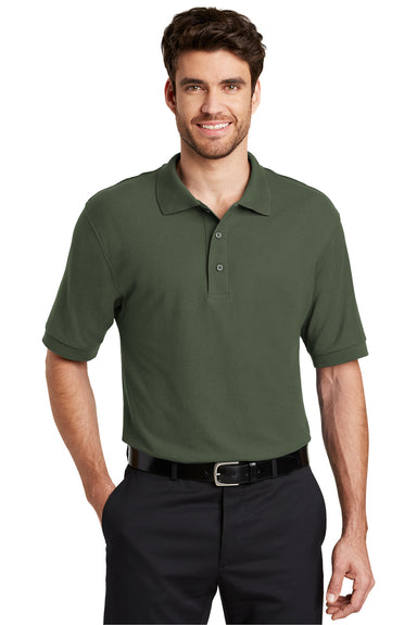 Port Authority K500 Mens Silk Touch Wrinkle Resistant Short Sleeve Polo Shirt Clover Green Front