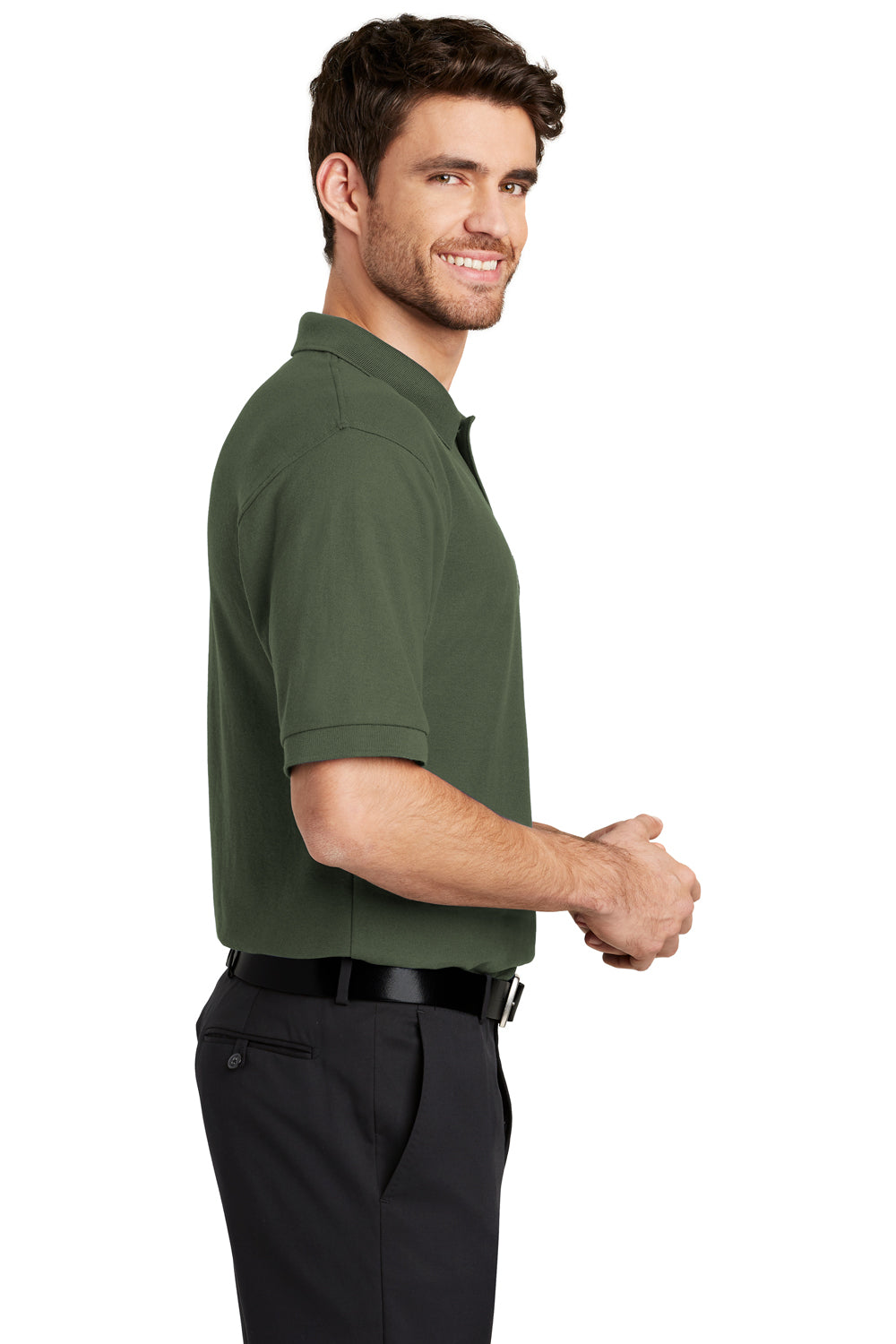 Port Authority K500 Mens Silk Touch Wrinkle Resistant Short Sleeve Polo Shirt Clover Green Side