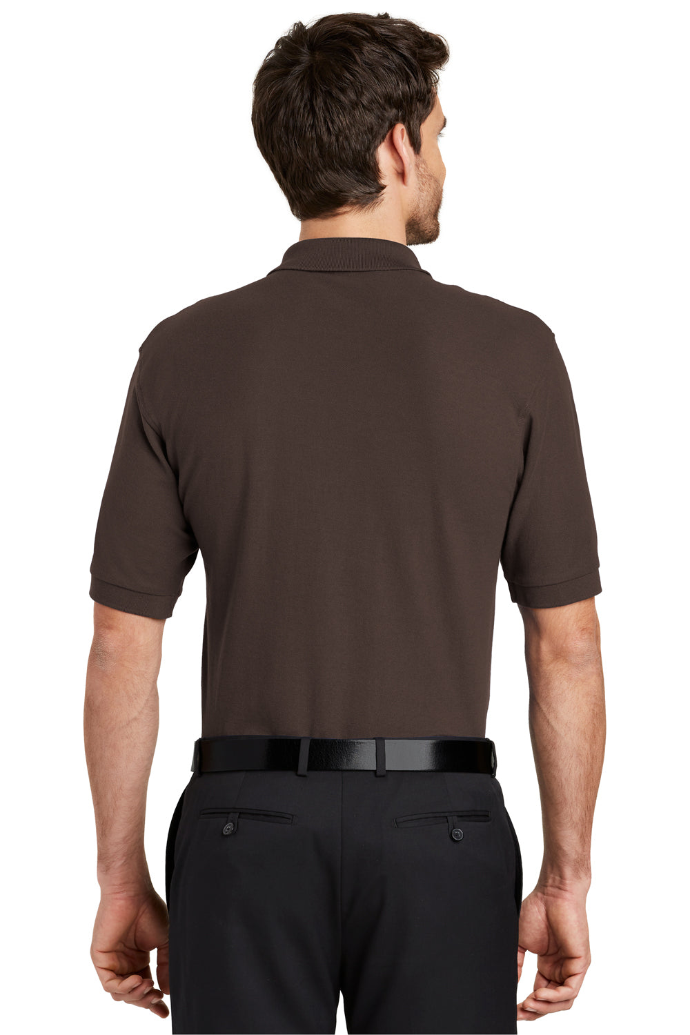 Port Authority K500 Mens Silk Touch Wrinkle Resistant Short Sleeve Polo Shirt Coffee Brown Back