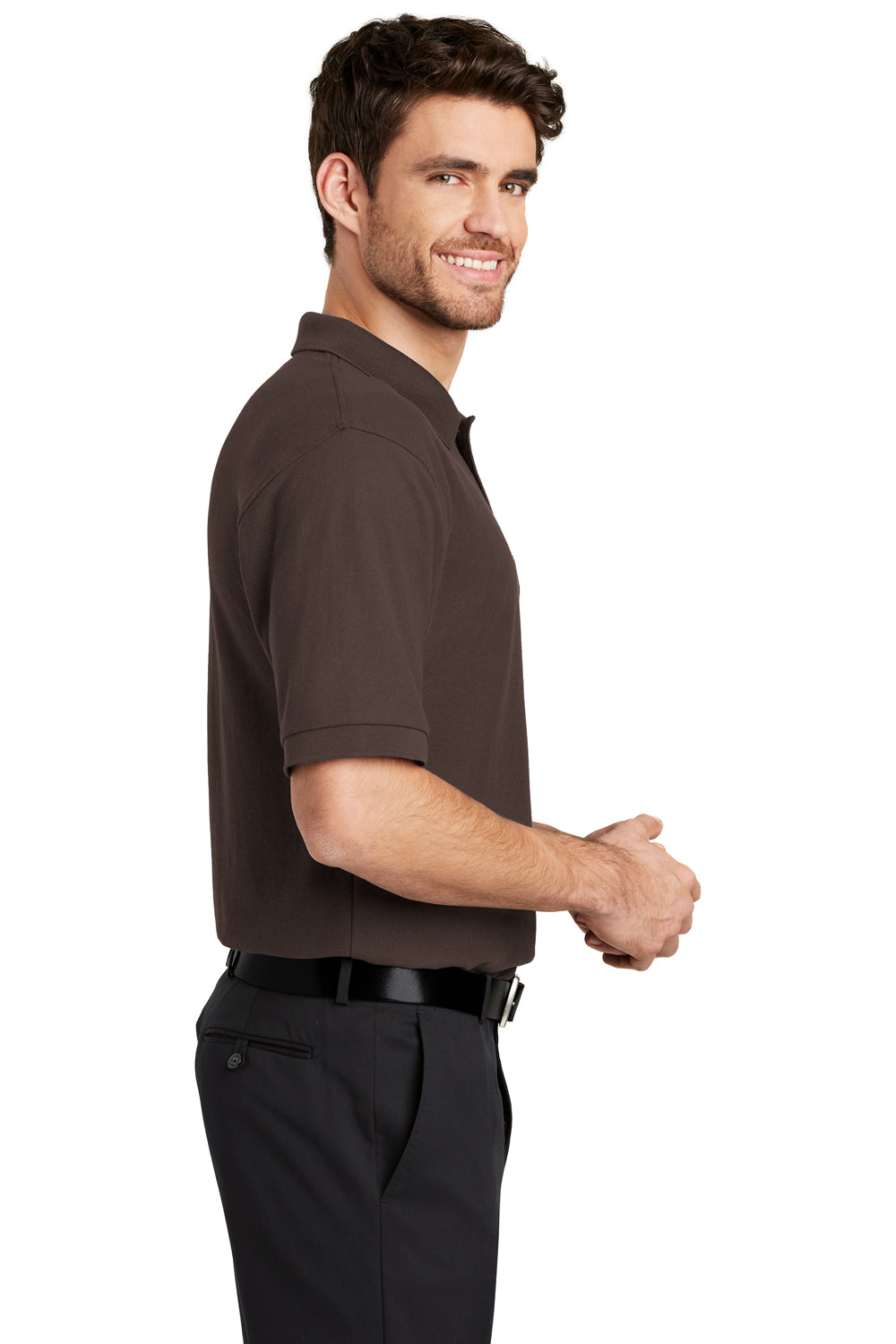 Port Authority K500 Mens Silk Touch Wrinkle Resistant Short Sleeve Polo Shirt Coffee Brown Side