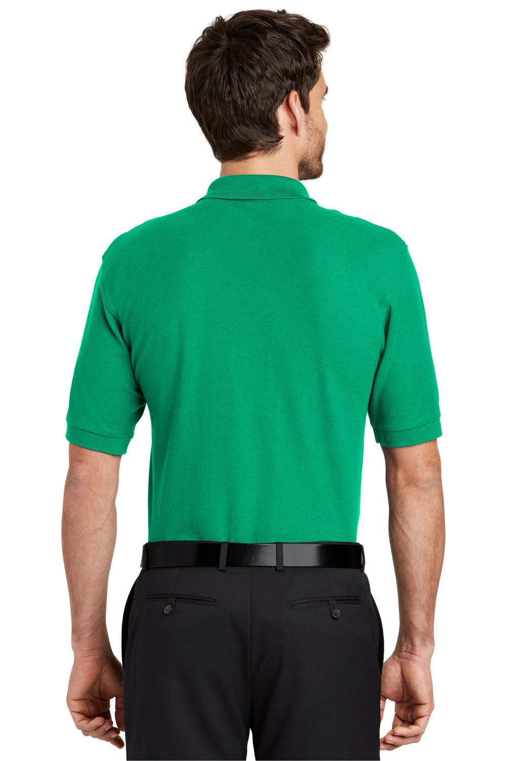 Port Authority K500 Mens Silk Touch Wrinkle Resistant Short Sleeve Polo Shirt Court Green Back