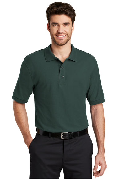 Port Authority K500 Mens Silk Touch Wrinkle Resistant Short Sleeve Polo Shirt Dark Green Front