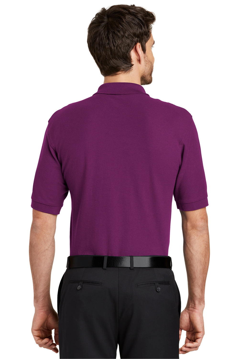 Port Authority K500 Mens Silk Touch Wrinkle Resistant Short Sleeve Polo Shirt Berry Purple Back