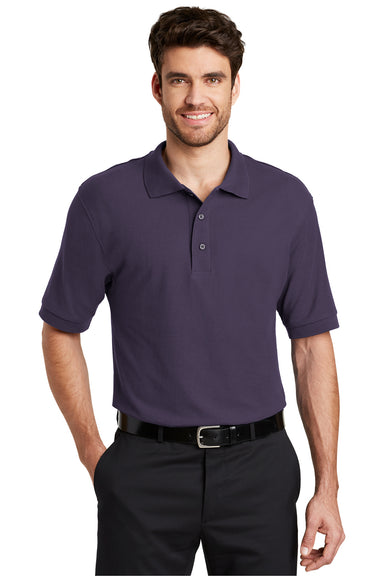 Port Authority K500 Mens Silk Touch Wrinkle Resistant Short Sleeve Polo Shirt Eggplant Purple Front