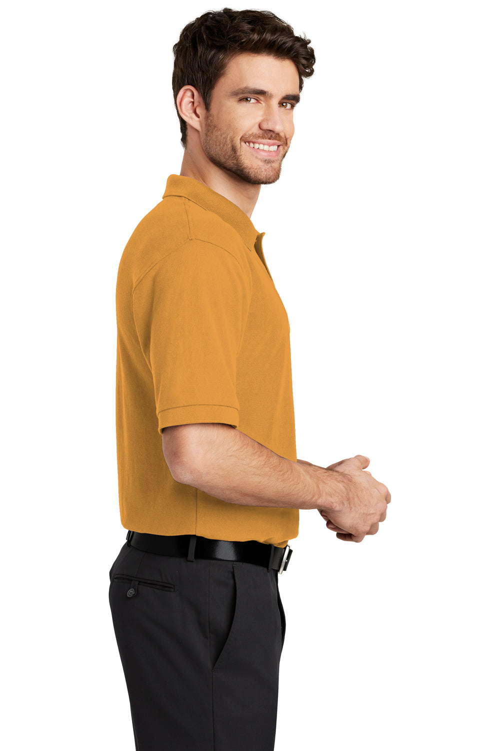 Port Authority K500 Mens Silk Touch Wrinkle Resistant Short Sleeve Polo Shirt Gold Side