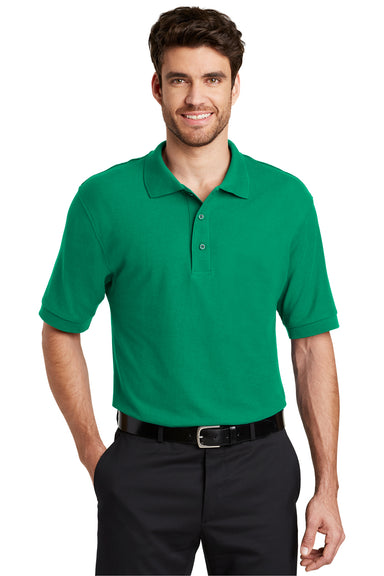 Port Authority K500 Mens Silk Touch Wrinkle Resistant Short Sleeve Polo Shirt Kelly Green Front