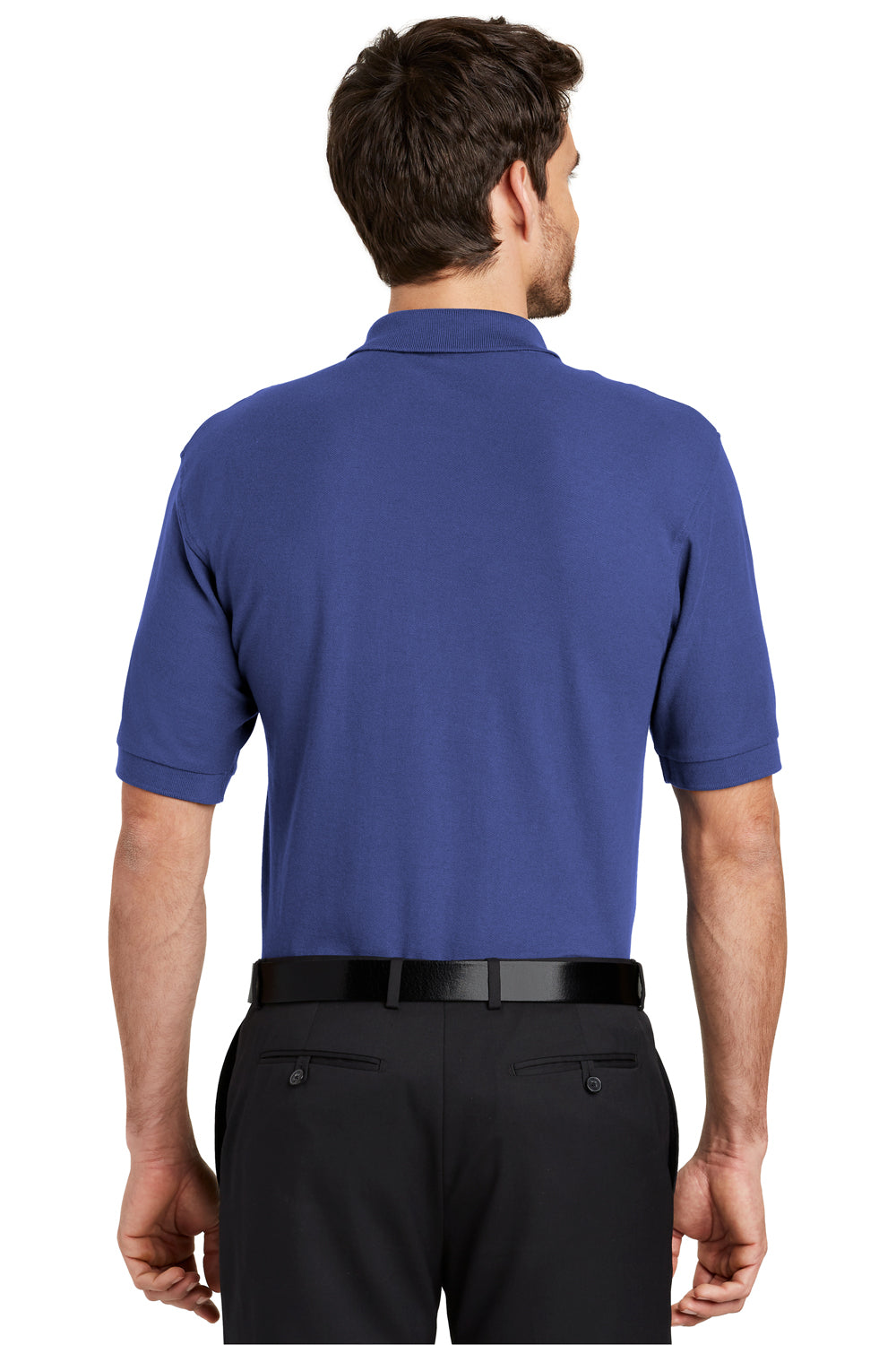 Port Authority K500 Mens Silk Touch Wrinkle Resistant Short Sleeve Polo Shirt Mediterranean Blue Back