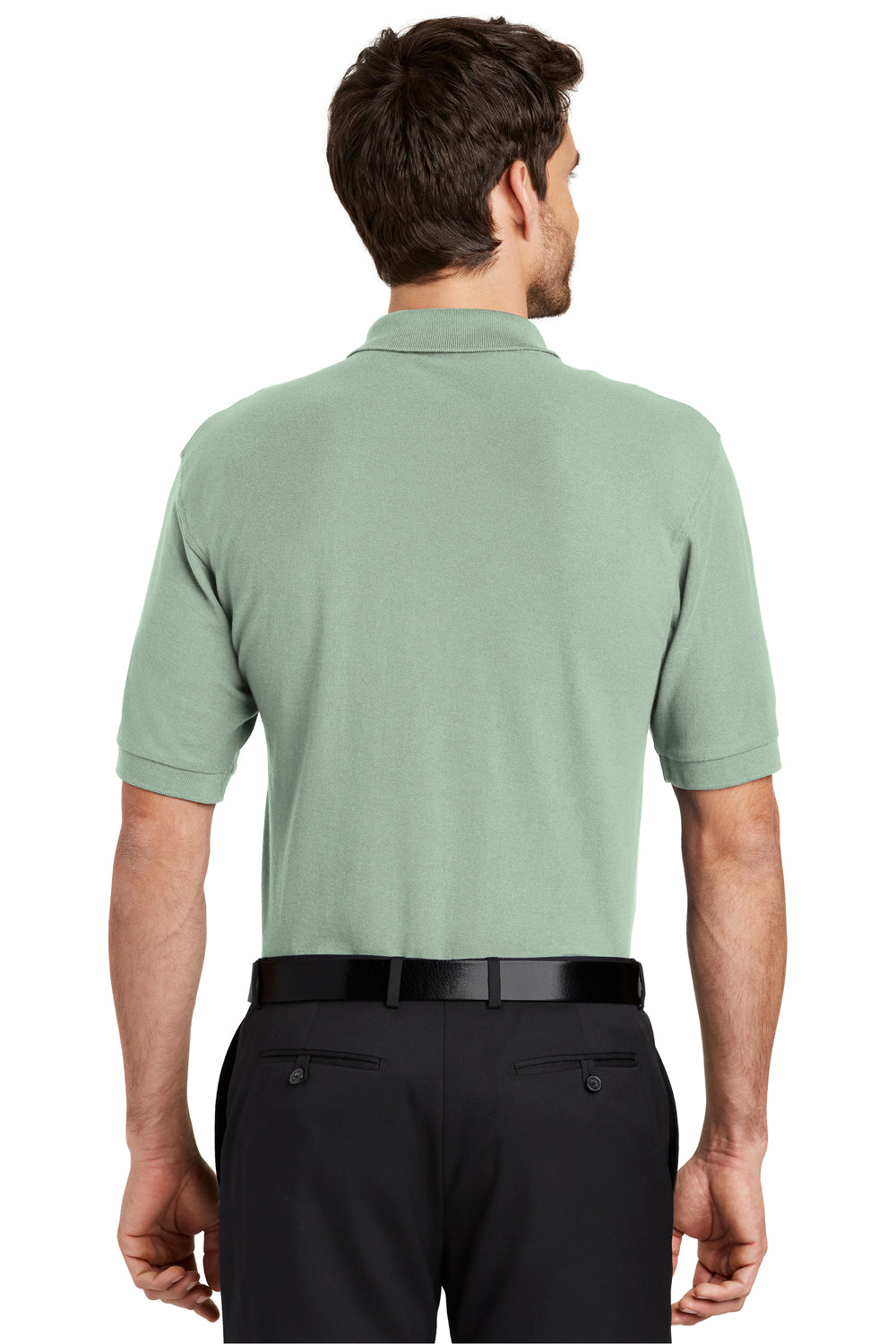 Port Authority K500 Mens Silk Touch Wrinkle Resistant Short Sleeve Polo Shirt Mint Green Back