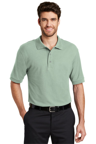 Port Authority K500 Mens Silk Touch Wrinkle Resistant Short Sleeve Polo Shirt Mint Green Front