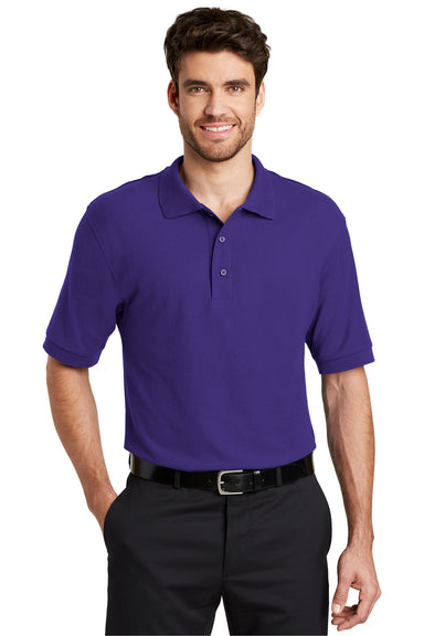 Port Authority K500 Mens Silk Touch Wrinkle Resistant Short Sleeve Polo Shirt Purple Front