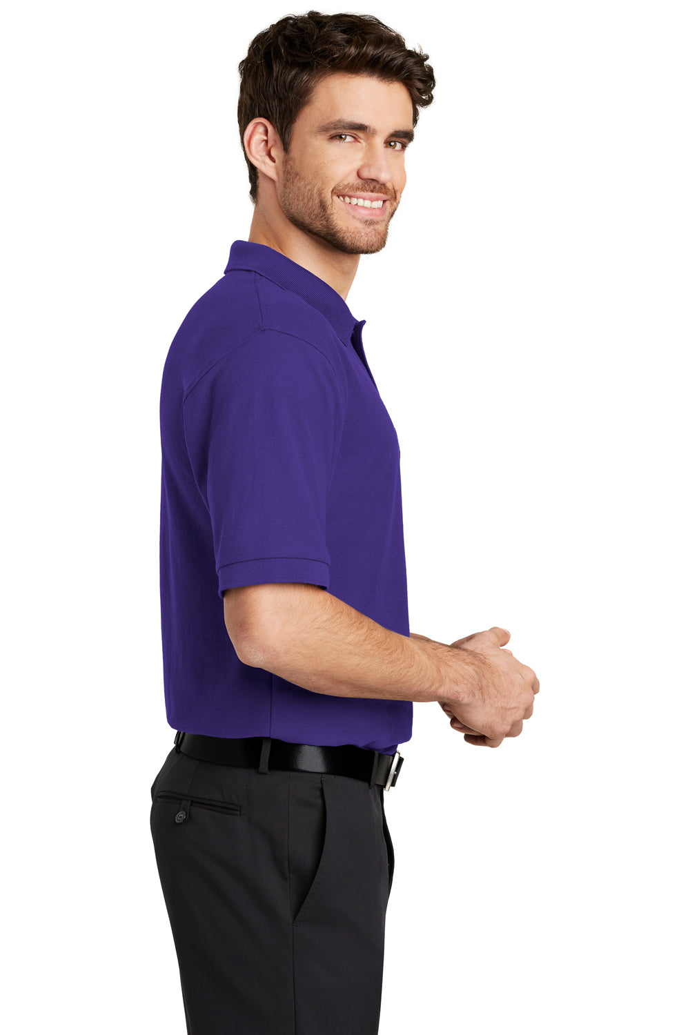 Port Authority K500 Mens Silk Touch Wrinkle Resistant Short Sleeve Polo Shirt Purple Side