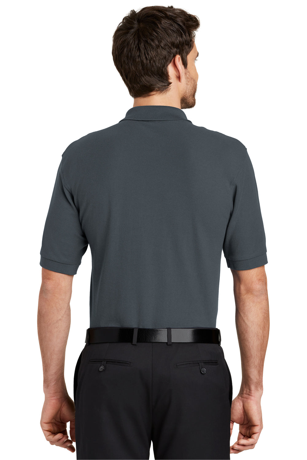 Port Authority K500 Mens Silk Touch Wrinkle Resistant Short Sleeve Polo Shirt Steel Grey Back