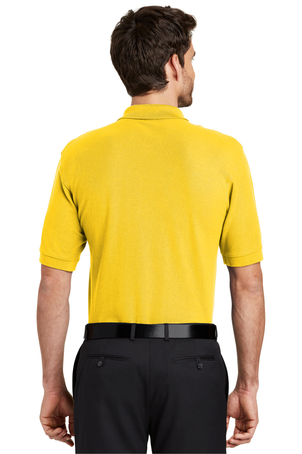 Port Authority K500 Mens Silk Touch Wrinkle Resistant Short Sleeve Polo Shirt Sunflower Yellow Back