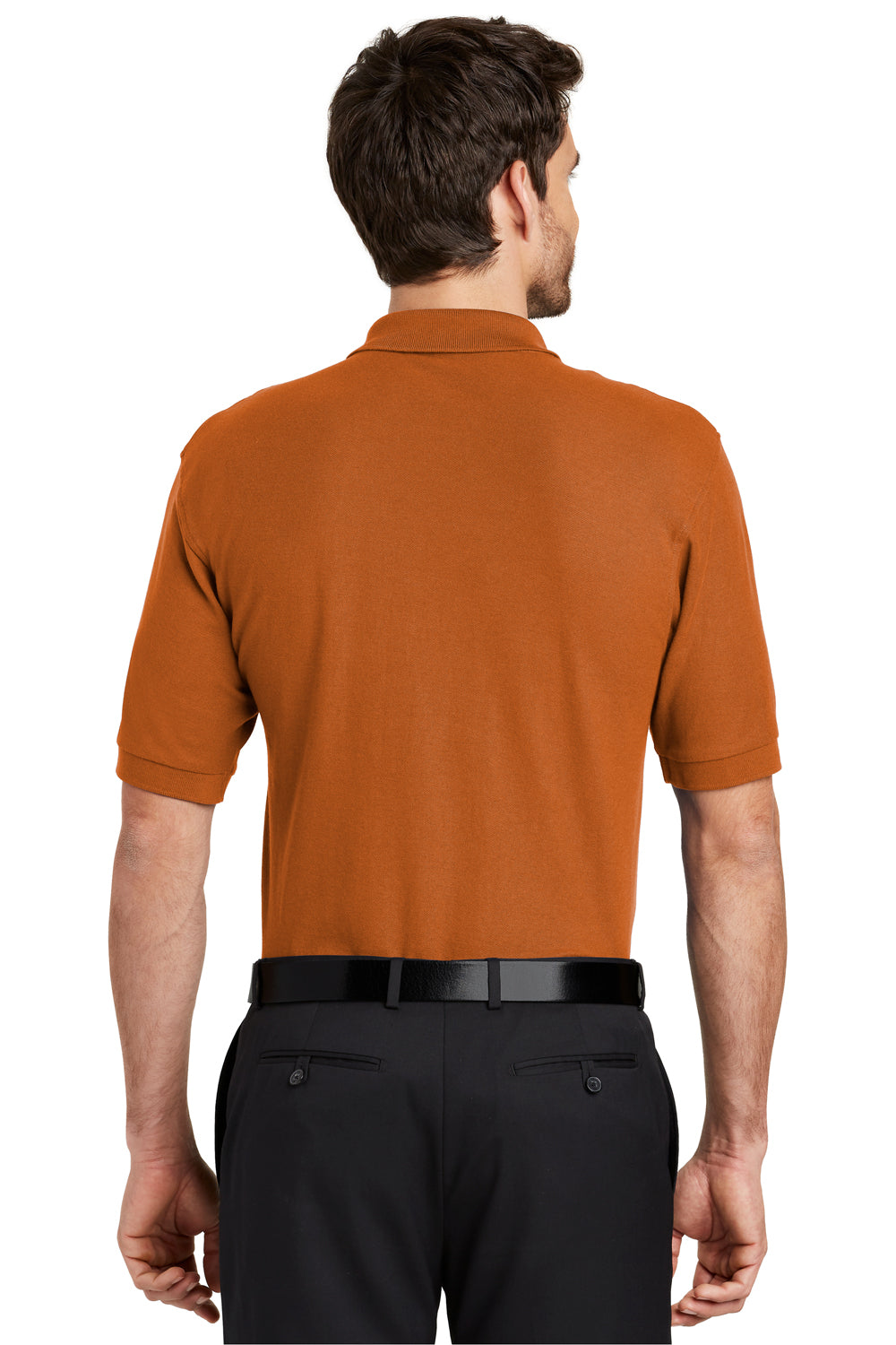 Port Authority K500 Mens Silk Touch Wrinkle Resistant Short Sleeve Polo Shirt Texas Orange Back