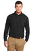 Port Authority K500LS Mens Silk Touch Wrinkle Resistant Long Sleeve Polo Shirt Black Front