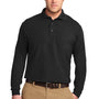 Port Authority Mens Silk Touch Wrinkle Resistant Long Sleeve Polo Shirt - Black