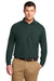 Port Authority K500LS Mens Silk Touch Wrinkle Resistant Long Sleeve Polo Shirt Dark Green Front