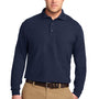 Port Authority Mens Silk Touch Wrinkle Resistant Long Sleeve Polo Shirt - Navy Blue