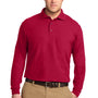 Port Authority Mens Silk Touch Wrinkle Resistant Long Sleeve Polo Shirt - Red