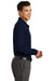 Port Authority K500LSP Mens Silk Touch Wrinkle Resistant Long Sleeve Polo Shirt w/ Pocket Navy Blue Side