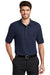 Port Authority K500P Mens Silk Touch Wrinkle Resistant Short Sleeve Polo Shirt w/ Pocket Navy Blue Front