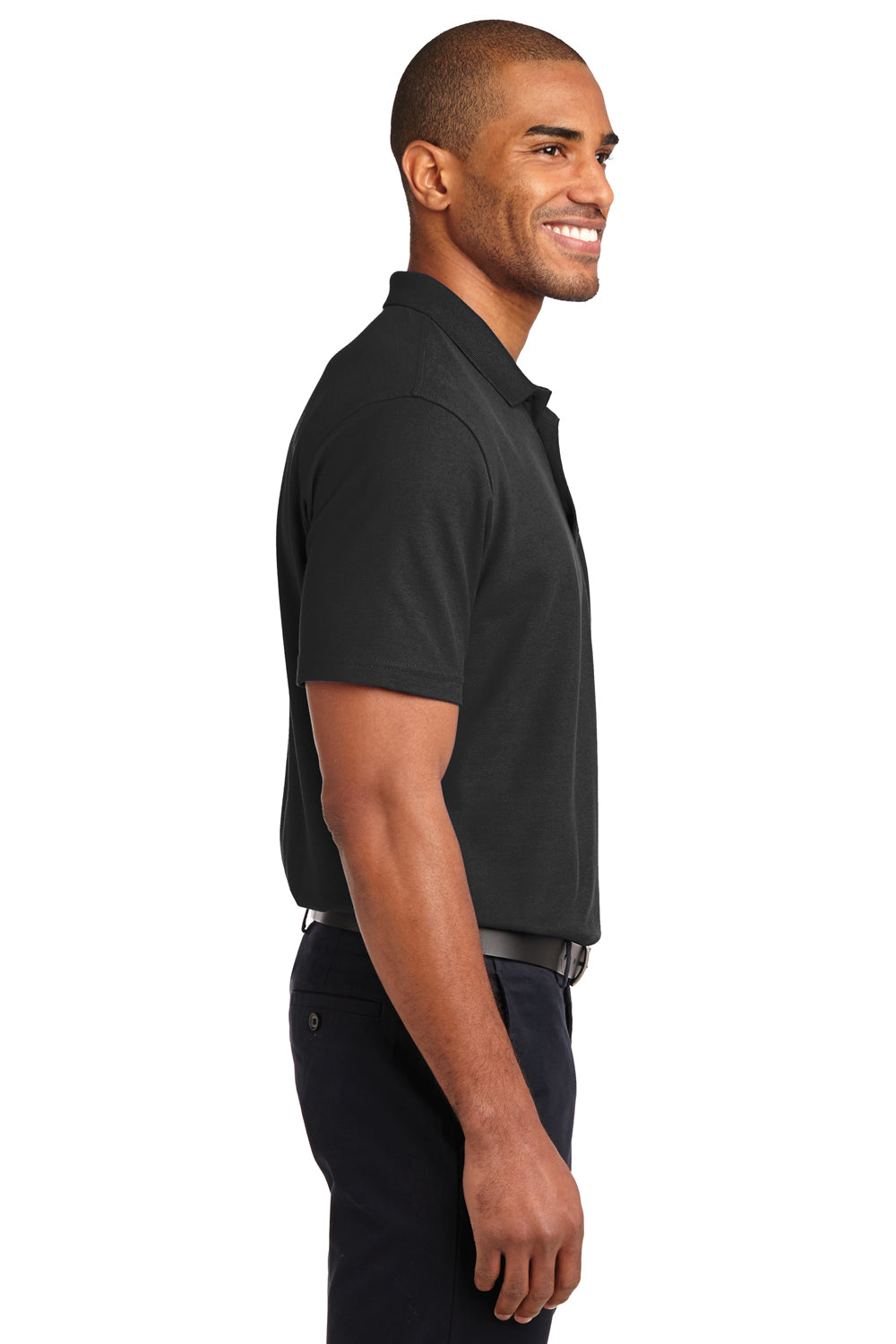 Port Authority K510 Mens Moisture Wicking Short Sleeve Polo Shirt Black Side