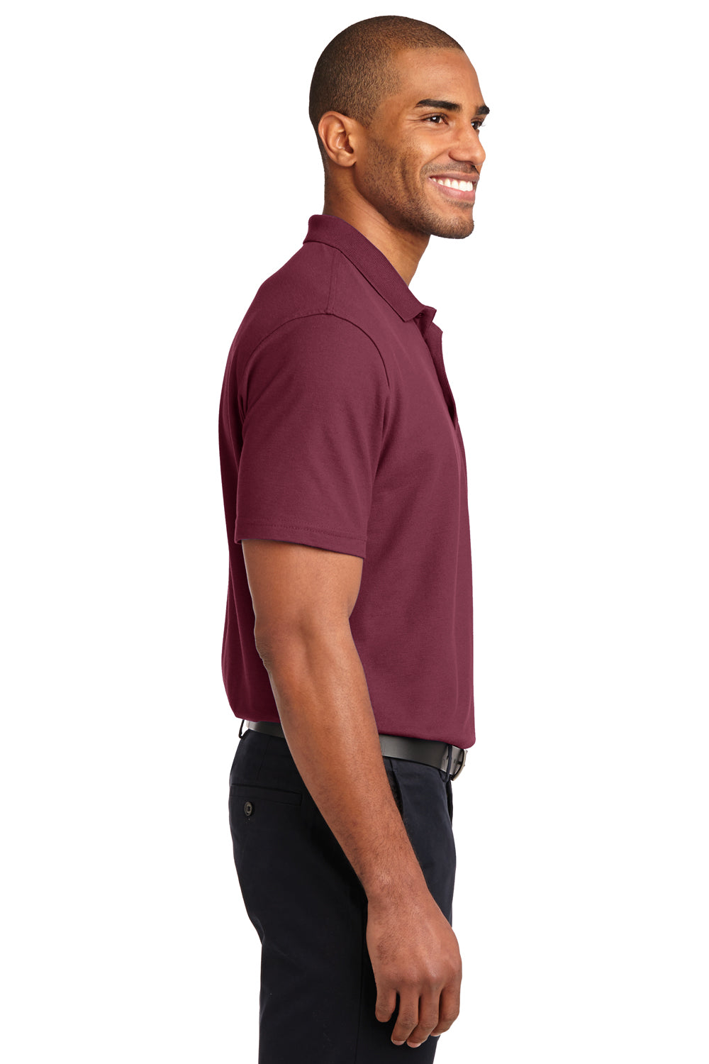 Port Authority K510 Mens Moisture Wicking Short Sleeve Polo Shirt Burgundy Side